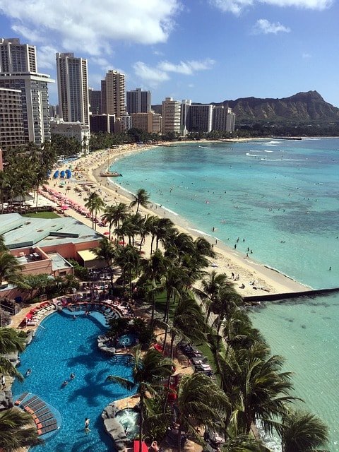 waikiki beach, hawaii, diamond head