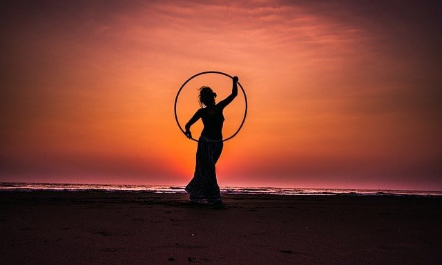 hula hoop, lady, nature